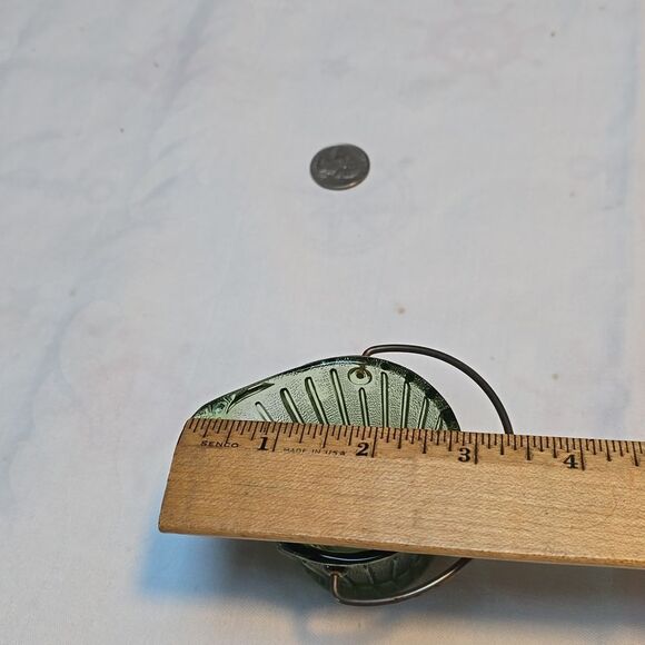 Vintage Hazel Atlas Little Coal Bucket Ashtray With Handle Green Glass 2" - Picture 9 of 14